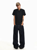 Loose Wide-Leg Raw Denim Pants 5