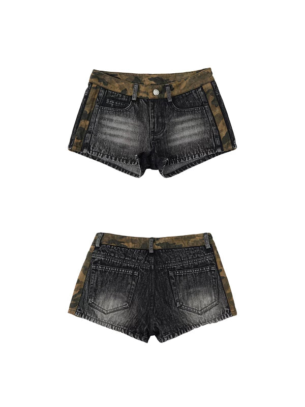 Low-Rise Patchwork Denim Shorts 5