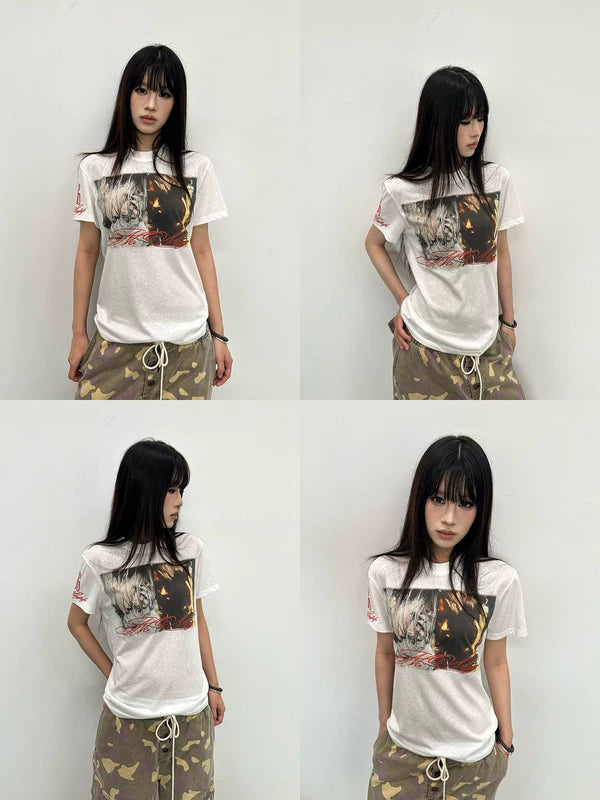Lyocell Portrait Print Short-Sleeve T-Shirt 2
