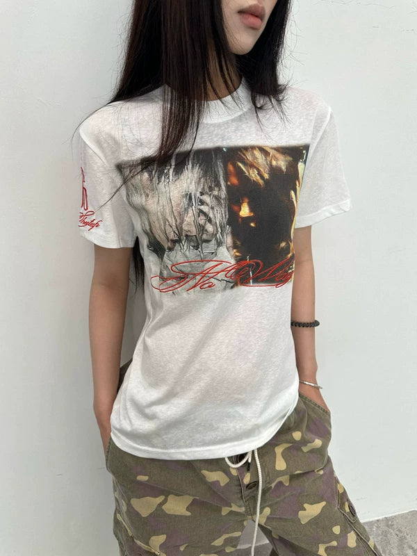 Lyocell Portrait Print Short-Sleeve T-Shirt 4
