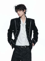 Matte Leather Court-Style Buttoned Jacket 1