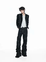 Matte Leather Court-Style Buttoned Jacket 3