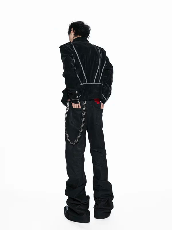 Matte Leather Court-Style Buttoned Jacket 5