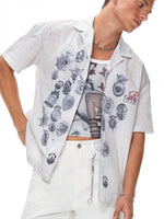 Medal Print Plaid Short Sleeve Shirt 3