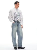 Medal Print Plaid Short Sleeve Shirt 4