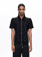 Medieval Rivet Patchwork Zip-Up Shirt 3