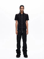 Medieval Rivet Patchwork Zip-Up Shirt 4