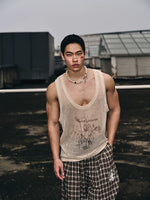 Mesh Hollow-Out Floral Knitted Vest 5