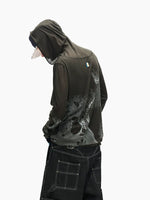 Mesh Print Lightweight Hooded Henley Cover-Up 4