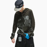6048245197766,6048245197767,6048245197768, Mesh Print Lightweight Hooded Henley Cover-Up