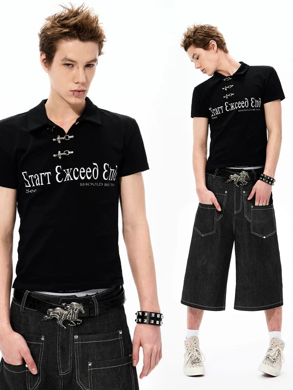Metal Buckle Slim Fit Polo Shirt 1
