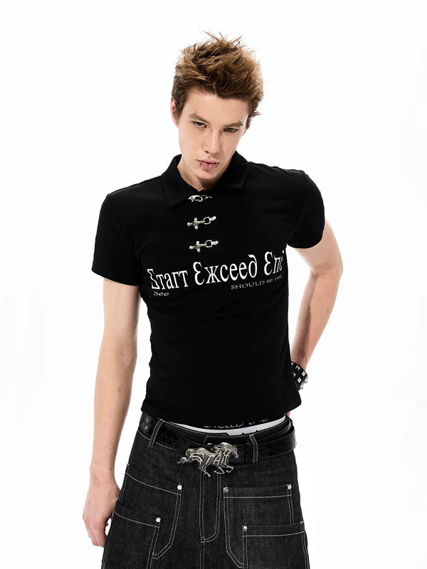 Metal Buckle Slim Fit Polo Shirt 2