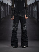 Metal Patchwork Layered Flared Pants 2