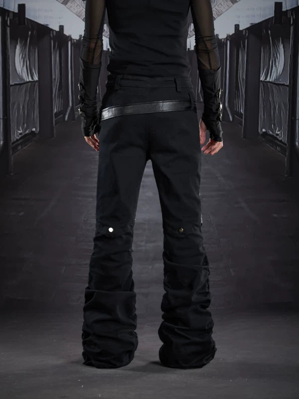 Metal Patchwork Layered Flared Pants 3
