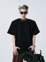 Metallic Studded Padded Shoulder T-Shirt 3
