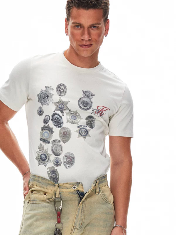 Military Badge Print Short-Sleeve T-Shirt 1
