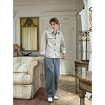 Minimalist Lapel Collar Jacket with Spliced Cuffs 4