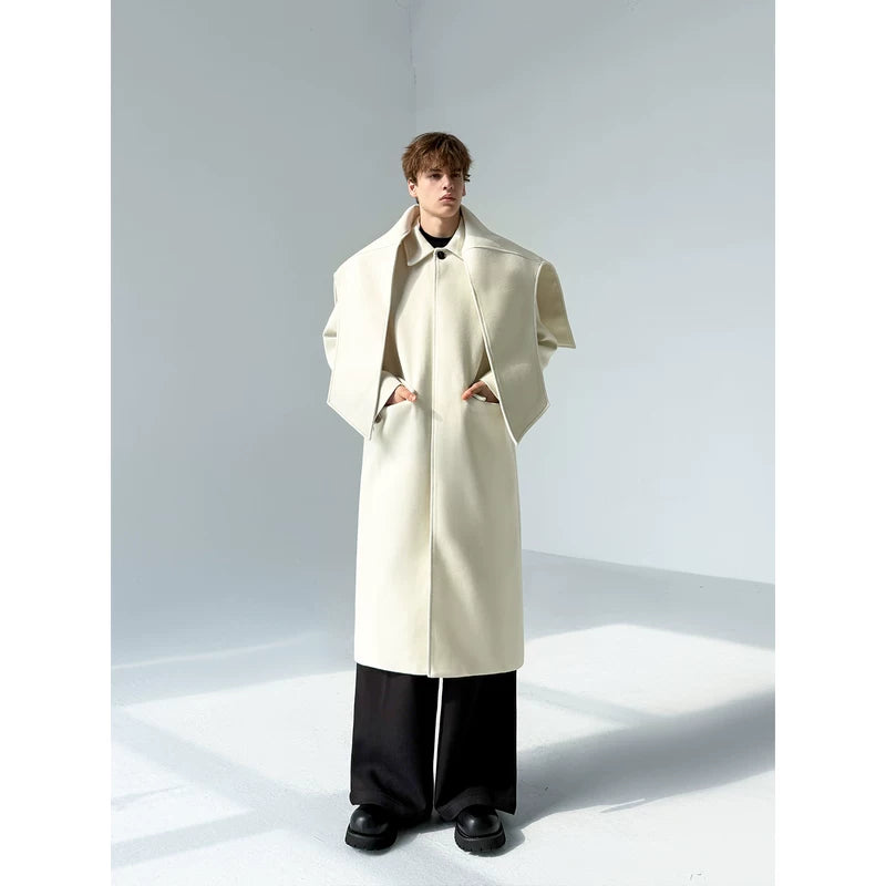 Minimalist Long Coat with Shawl Collar 4