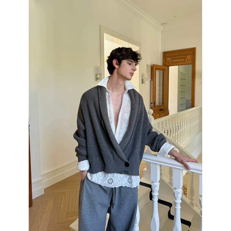 Minimalist Long-Sleeve Knit Cardigan Sweater 2