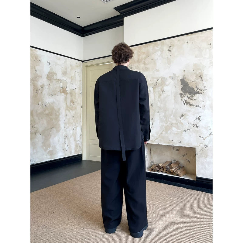 Minimalist Long-Sleeve Shirt with Tie Detail 5