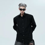 5065518421125,5065518421126,5065518421127, Minimalist Padded Shoulder Button-Down Shirt