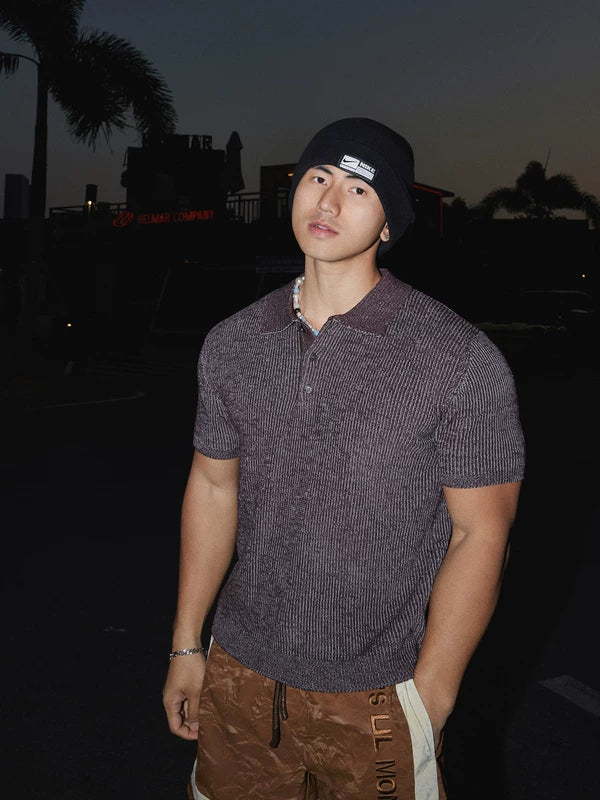 Minimalist Ribbed Knit Polo Shirt 3