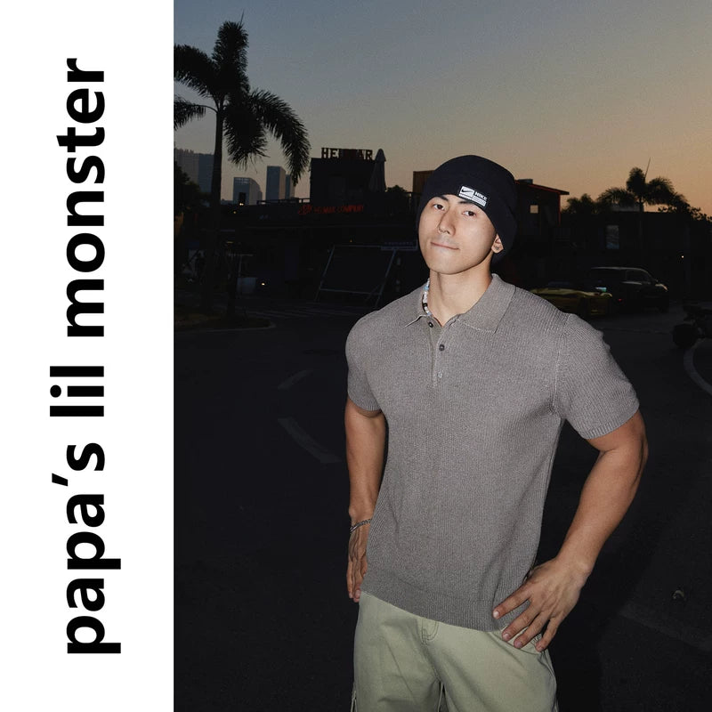 6192173611566,6192173611567,6192173611568, Minimalist Ribbed Knit Polo Shirt