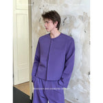 Minimalist Round Neck Blazer and Pants Set 1