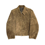 Minimalist Suede Calfskin Collared Leather Jacket 1