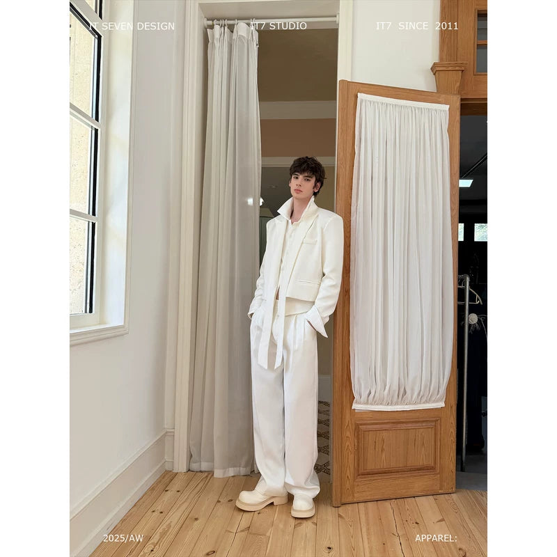 Minimalist Suit Jacket and Straight-Leg Pants Set 1