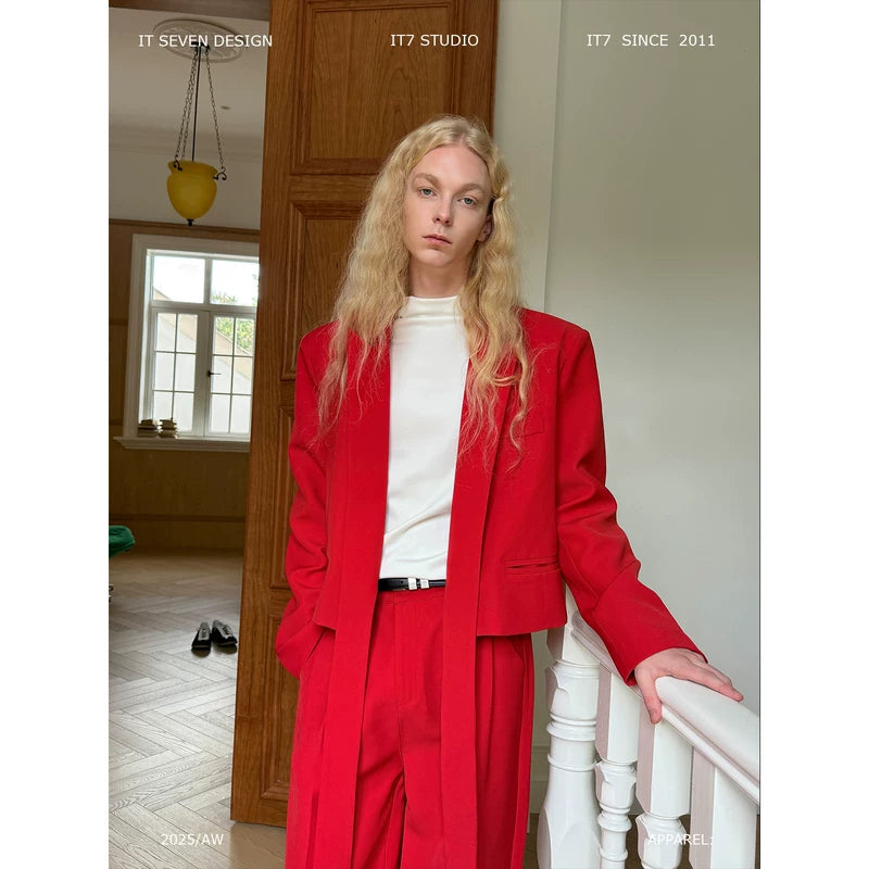 Minimalist Suit Jacket with Ribbon Detail 1