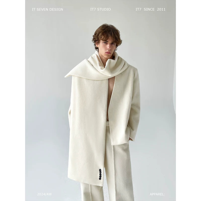 Minimalist Wool Cardigan Pants and Scarf Set 1