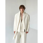 Minimalist Wool Cardigan Pants and Scarf Set 4
