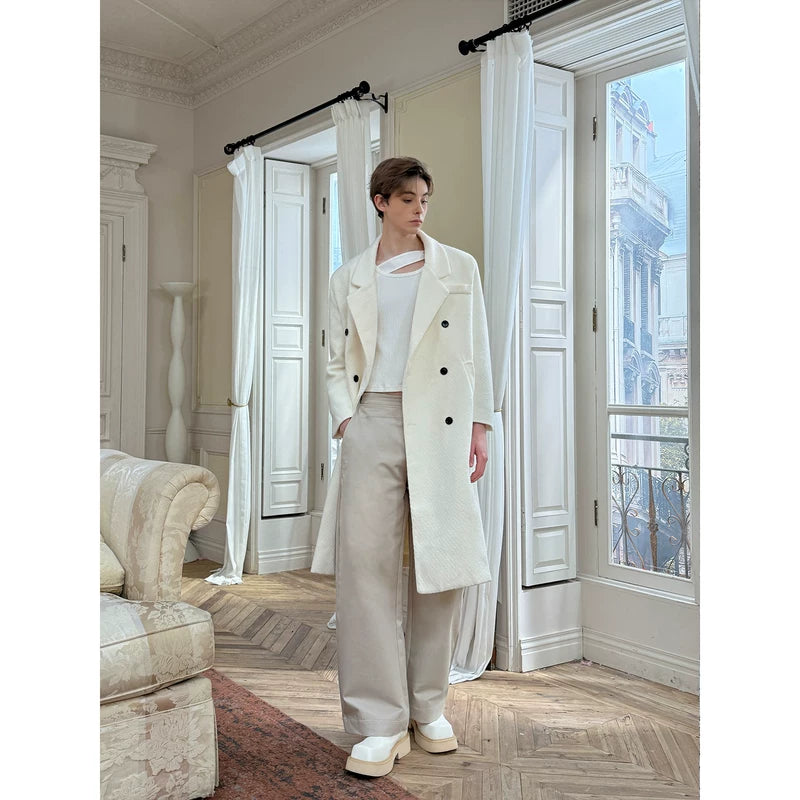Minimalist Wool Double-Breasted Lapel Coat 4