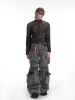 Mock Neck Mesh Zipper Slim Shirt 4
