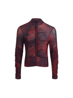 Mock Neck Mesh Zipper Slim Shirt 5