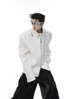 Mock Neck Metal Buckle Padded Jacket 1
