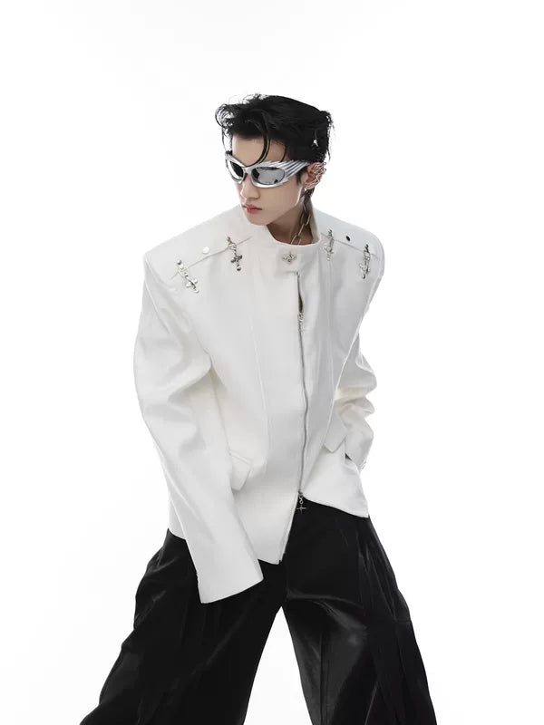 Mock Neck Metal Buckle Padded Jacket 1