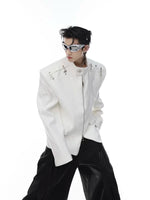 6204944662922,5183545982630,5183545982631,5183545982632, Mock Neck Metal Buckle Padded Jacket