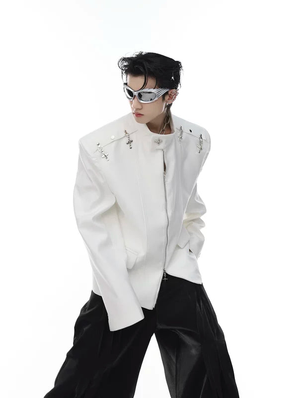 6204944662922,5183545982630,5183545982631,5183545982632, Mock Neck Metal Buckle Padded Jacket