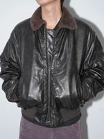 PU Leather Bomber Jacket with Faux Fur Collar 1