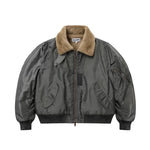 6103927695131,6103927695133,6103927695135,6103927695137, Faux Shearling Collar Bomber Jacket