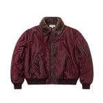 6116075747170,6116075747172,6116075747174,6116075747176, Faux Shearling Collar Bomber Jacket