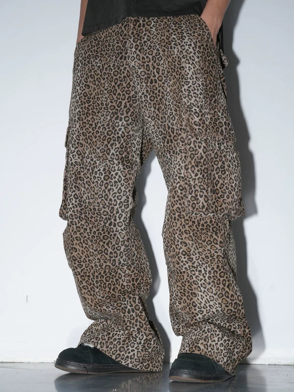 Leopard Print Relaxed Cargo Pants 1