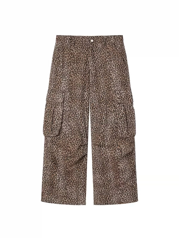 5967556036666,5967556036667,5967556036668,5967556036669, Leopard Print Relaxed Cargo Pants