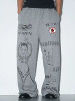 Graphic Print Fleece Sweatpants Pants 1
