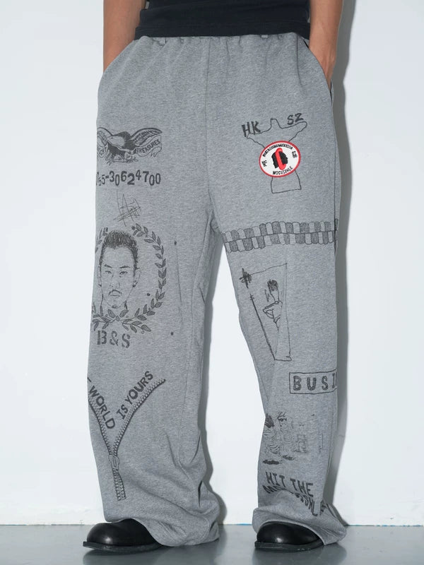 Graphic Print Fleece Sweatpants Pants 2