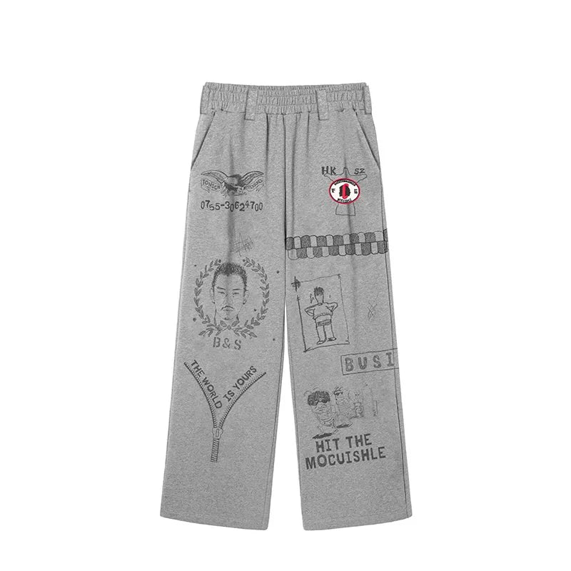 6103964071971,6103964071972,6103964071973,6103964071974, Graphic Print Fleece Sweatpants Pants
