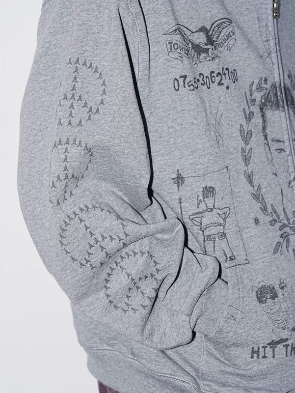 Graphic Zip Front Hoodie 3