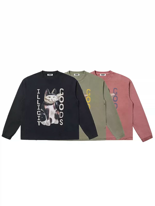 Illicit Goods Cat Graphic Long-Sleeve T-Shirt 5